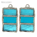 PM38196 Soldered Jewelry Blue Mosaic Stained Glass Rectangle Pendant Charms for Jewelry Making Bohemian Accessories