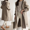 Liu Ming Fashion Latest Products Autumn Winter Korean Women Hooded Loose Long Sleeve Windbreaker Woolen Coats