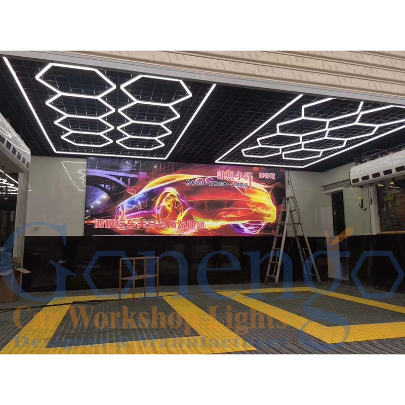 New Design AC100-240V Led Workshop Light One-step Installation Garage Hexagon Lighting Industrial Lighting