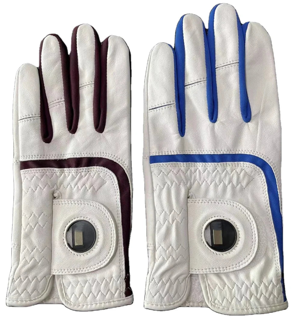Sample Support Custom Logo Eco-Friendly Premium Golf Glove Black Sheepskin Cabretta Leather Colorful Premium Leather Golf Glove