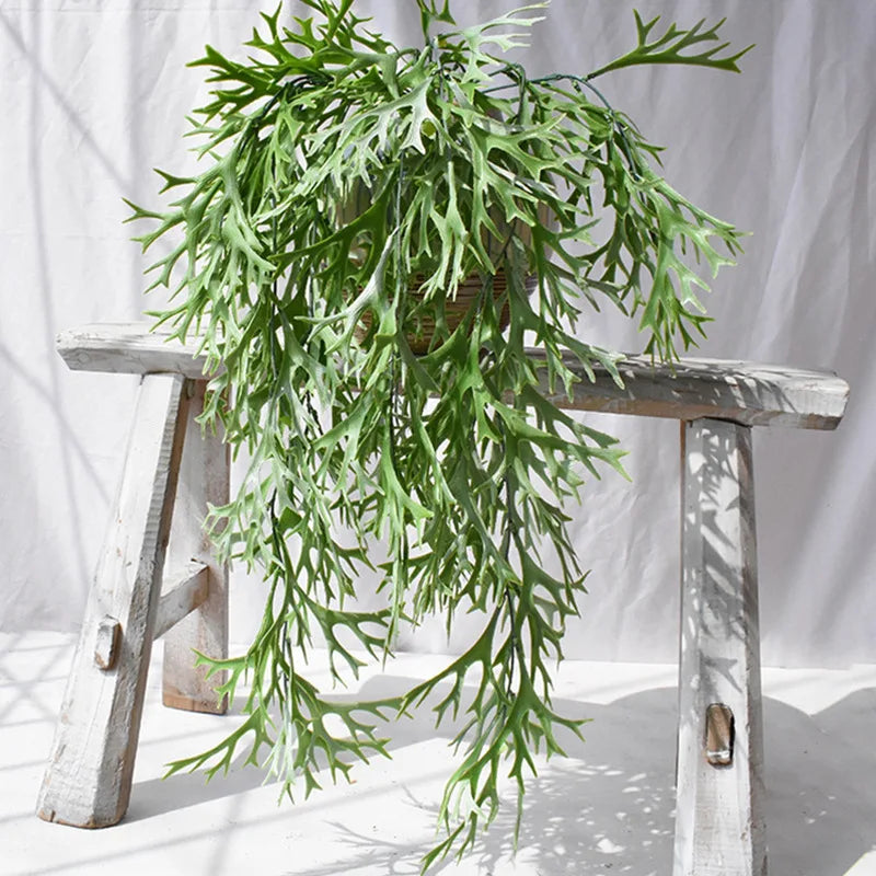 F40 Faux Greenery Hanging Wall Decor Plastic High Quality Ceiling Fern Leaf Green Plant Artificial Vines for Party Garden
