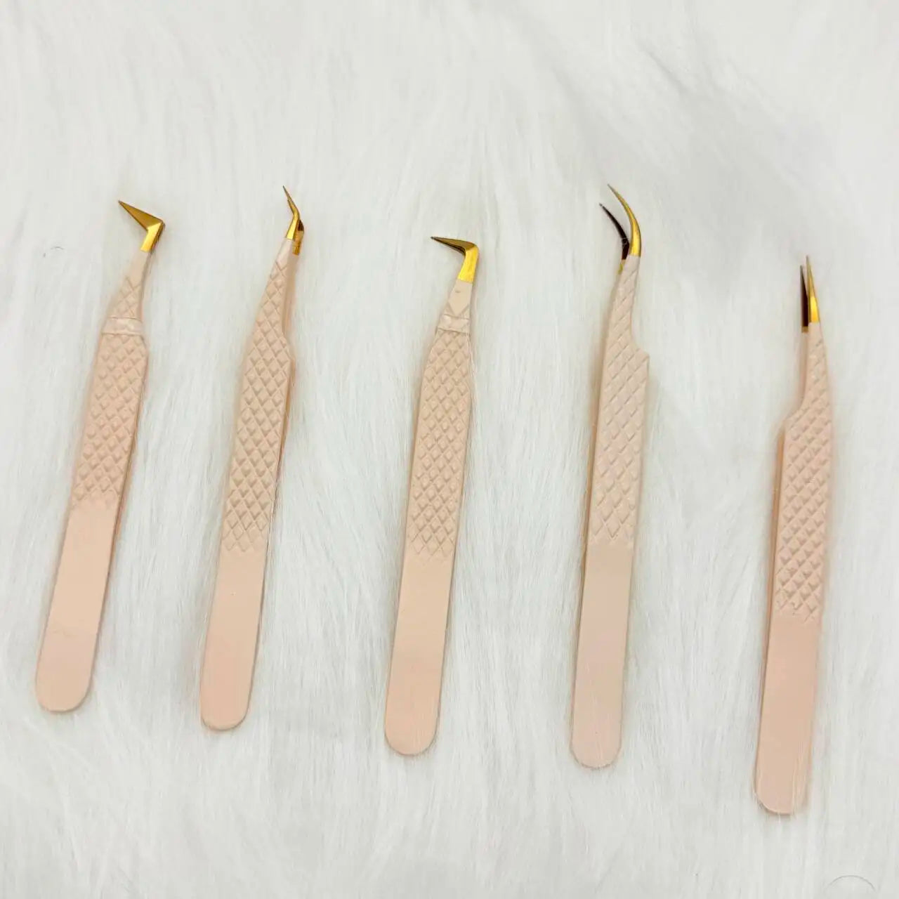 Custom Private Label Stainless Steel Eyelash Tweezers 45 75 90 Degree Fiber Tip Tweezers for Lash Extension Print Logo