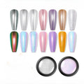 Chrome Powder Metallic Mirror Auroras Mermaid Pearl Pigment Powder Manicure Nail Art Decoration Sets 2 Boxes