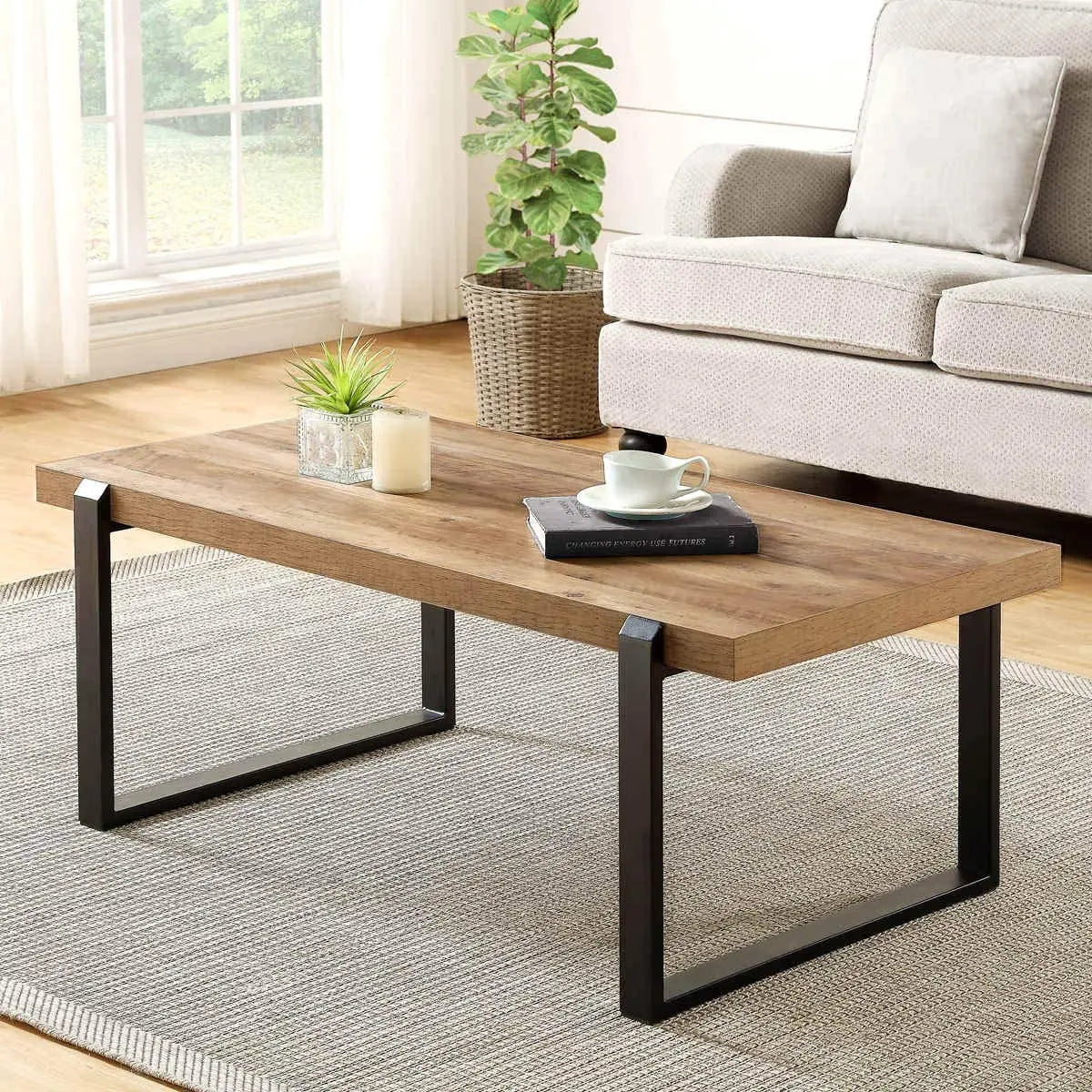Modern Extendable Coffee Table Legs OEM/ODM Wood and Metal Book Center Table for Living Room Home Furniture