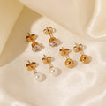Minimalist Hypoallergenic Gold Plated Mini Ball Pearl Earrings Non Tarnish Stainless Steel Cubic Zirconia Earrings Pendientes
