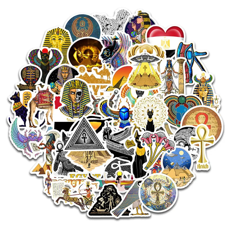 50PCS Ancient Bastet Civilizations Sphinx Pharaoh Pyramid Tapestry Queen Art Egypt Sticker
