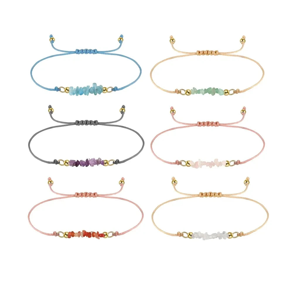 Fashion Jewelry Natural Aquamarine Gemstones Thread Chain Bracelet 925 Sterling Silver Wire Thread Adjustable Bracelet Women