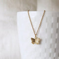 Trendy Jewelry  316l Stainless Steel Water and Tarnish Resistant 18k Gold Thin Chain Women Gold Butterfly Necklace