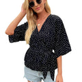 Temperament Commuting New Women's Top Tie Front Blouse Women Borong Product