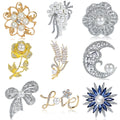 Korean Temperament Rhinestones Brooches Pearl Rose Flower Bow Lapel Pin for Women Clothing Accessories Fashion Fine Jewelry