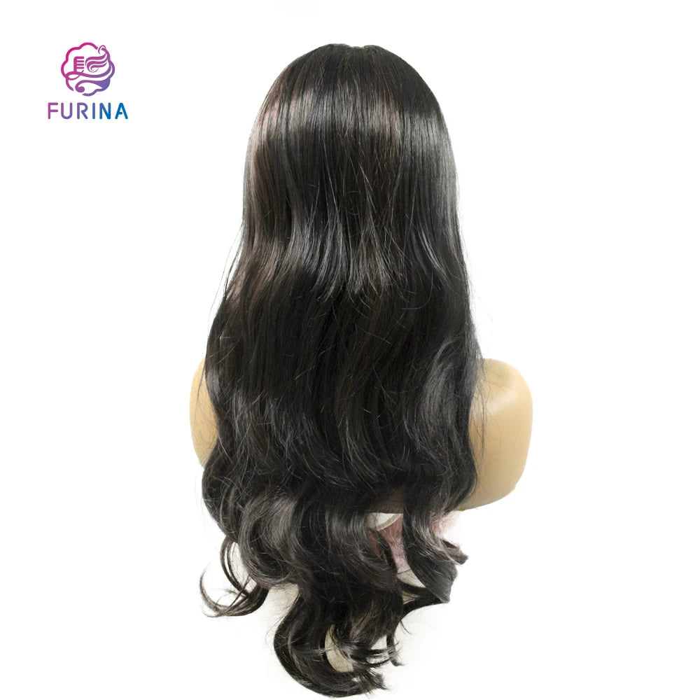Hot Sale China Furina Wholesale Price BLACK  Human Hair Wigs 26inch Beauty Long Silky Wavy Machine Made for Women