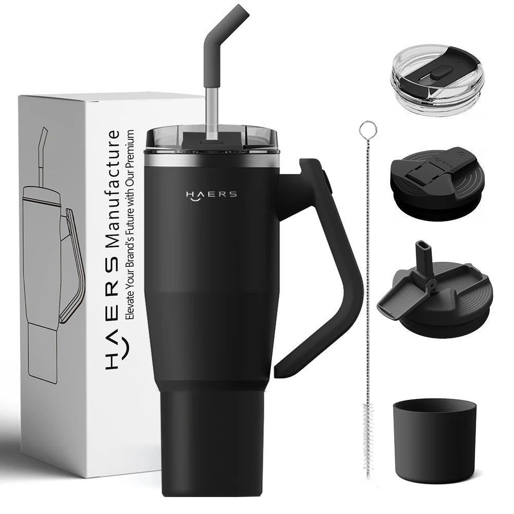 HAERS New Design 40oz Tumbler With Lid Straw Double Wall Insulated Vacuum Tumbler Travel Mug Custom Logo Color