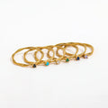 Joolim Jewelry Wholesale 18K Gold Plated Rope Double-layer Mini Colorful CZ Stainless Steel Rings for Women Rings
