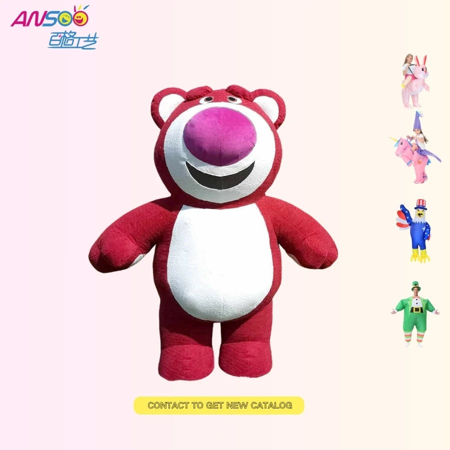 2026 Hot Sale Cute Strawberry Bear Inflatable Mascot Costume Human Walking Costume Advertising Suit for Sale