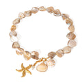 New Trendy Ocean Series 18K PVD Gold Plated Stainless Steel Pearl Starfish Shell Choker Necklace for Women