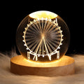 Creative Romantic Glowing Night Light 3D Solar System Crystal Ball Night Light with Wood Base