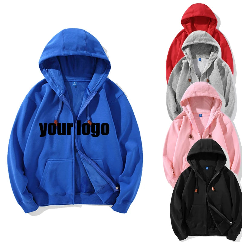 Zip up Custom Hoodies Men's Hoodies Puff Printing Hoodie Clothing Manufacturers Custom Oversized Loose Size