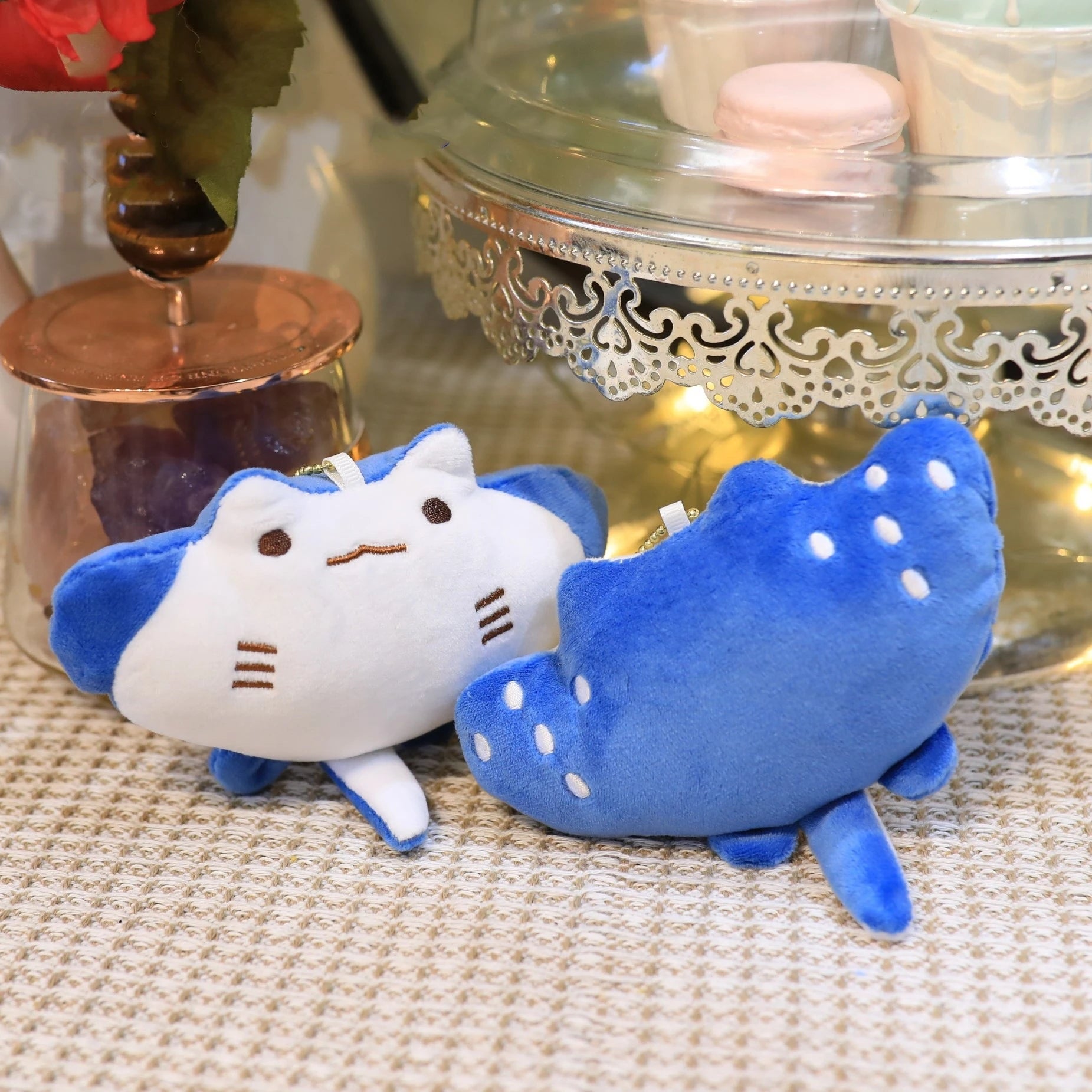 Manta Ray Plush Toy Doll Marine Animal Keychain Fur Sea Life Pendant Ornament Stuffed Devil Ray Key Chains Kawaii Plush Keychain