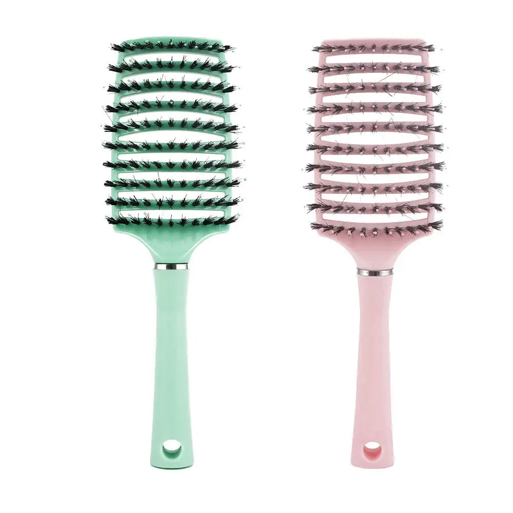 Customized Factory Wig Private Label Pink Comb Luxury Good Wild Boar Bristle Slick Back Brush Hair Brush for Hair Extension Wig