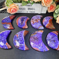Kindfull Wholesale Crystal Gemstone Polished Stone Purple Dyed Sardonyx Moon Healing Crystal Moons for Decoration