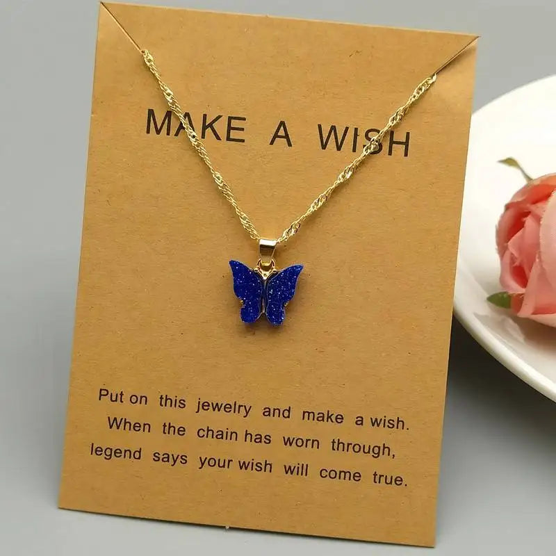 Fashion Chain Choker Jewelry Glitter Butterfly Necklace Alloy Butterfly Pendant Necklaces Bohemian Butterfly Necklace for Women