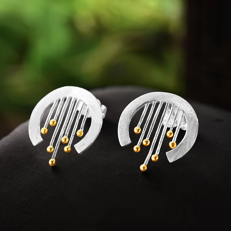 Lotus Fun Hot Sale Hand Made 925 Sterling Silver Stud Earring Fine Jewelry Fine Jewelry for Women