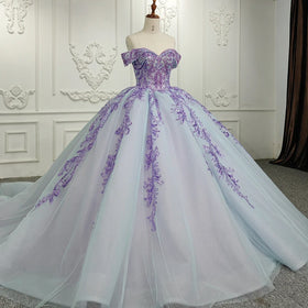 Purple Lace Appliques Off the Shoulder Quinceanera Dress Ball Gown Vestidos Para 15 Quinceanera 2023 9951