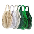 Colorful Crochet 100% Cotton Mesh Net Reusable French Grocery Tote 30x30cm GOTS Certified Short Handle Letter Pattern 12oz