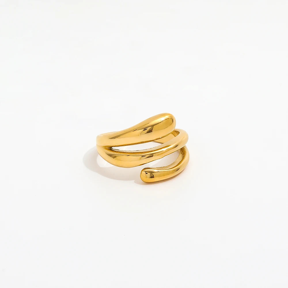 Fenny Finger Ring 18K Gold Plated High End Vintage Multi-layer Snake Shaped Stainless Steel Ring Wholesale Jewelry