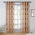 Moroccan Style Living Room Decoration Brown Curtain Modern Geometric Pattern Embroidery Sheer Curtain Fabric