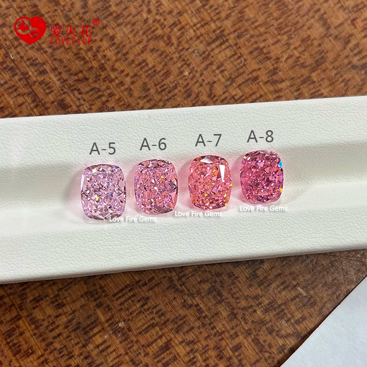 Full Sizes Loose Cz Gemstones Excellent 4k Crushed Ice Cut Light pink Cushion Synthetic Diamond Cubic Zirconia