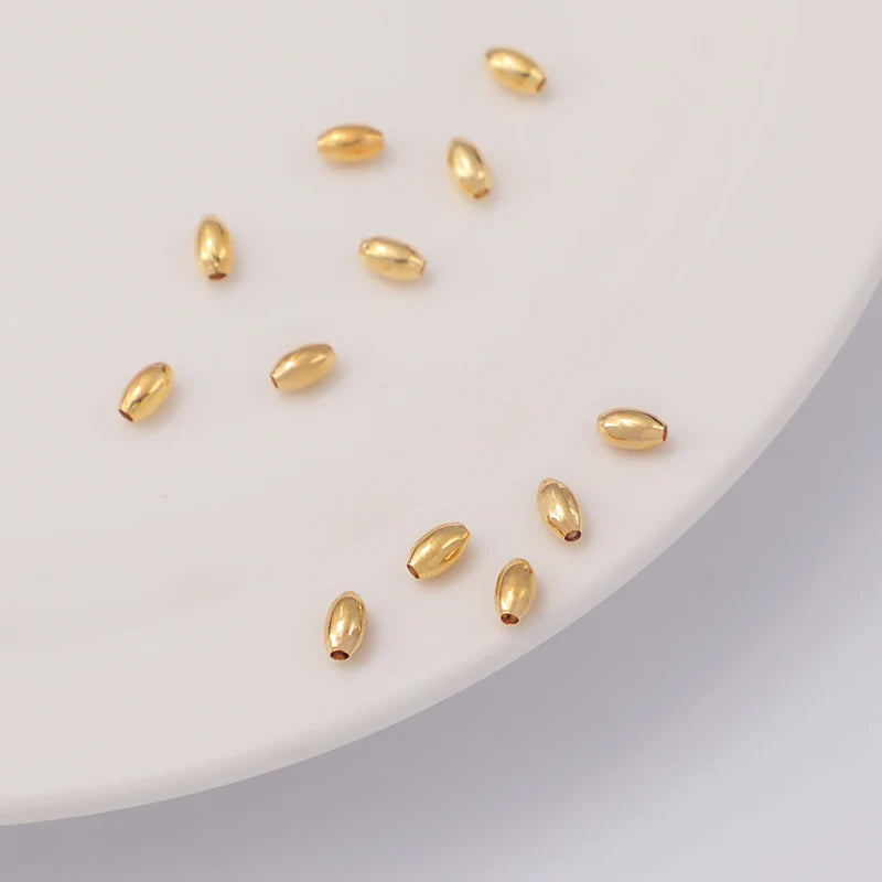 Beads for Jewelry Making Brass 18K Gold Plating Oval Shape Bead Color Retention Will Not Oxidize Brass Millet Beads