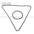 Vintage Silver Mens Jewelry Set Stainless Steel Metal Color Alloy Fashion Bracelet & Necklace Set