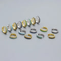 Fashion Jewelry 925 Silver Earrings Jewelry 18K Gold Plated Mixed Color Double Row Sterling Silver  Hoop Earrings for Women