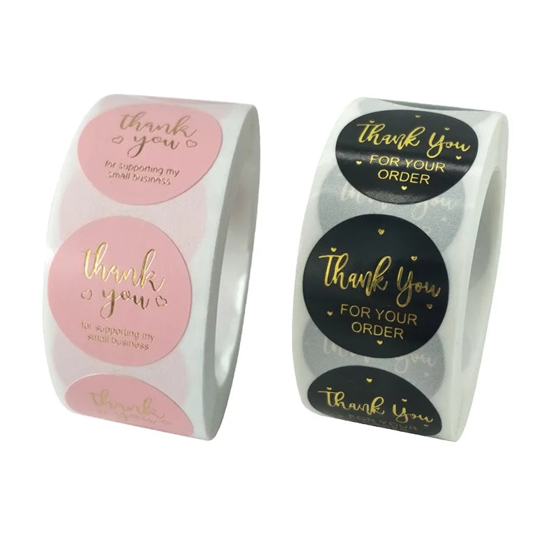 Party Thank You Stickers Waterproof 500 Pieces Labels Packaging Mailer Seal Stickers Small Business Roll 1.5 Inch OEM Accept