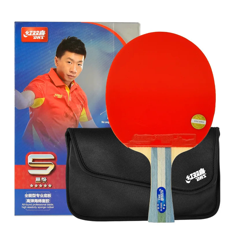 Double Happiness 5 Star 5002 Horizontal Grip 5006 Straight Grip Double-sided Reverse Rubber Table Tennis Racket
