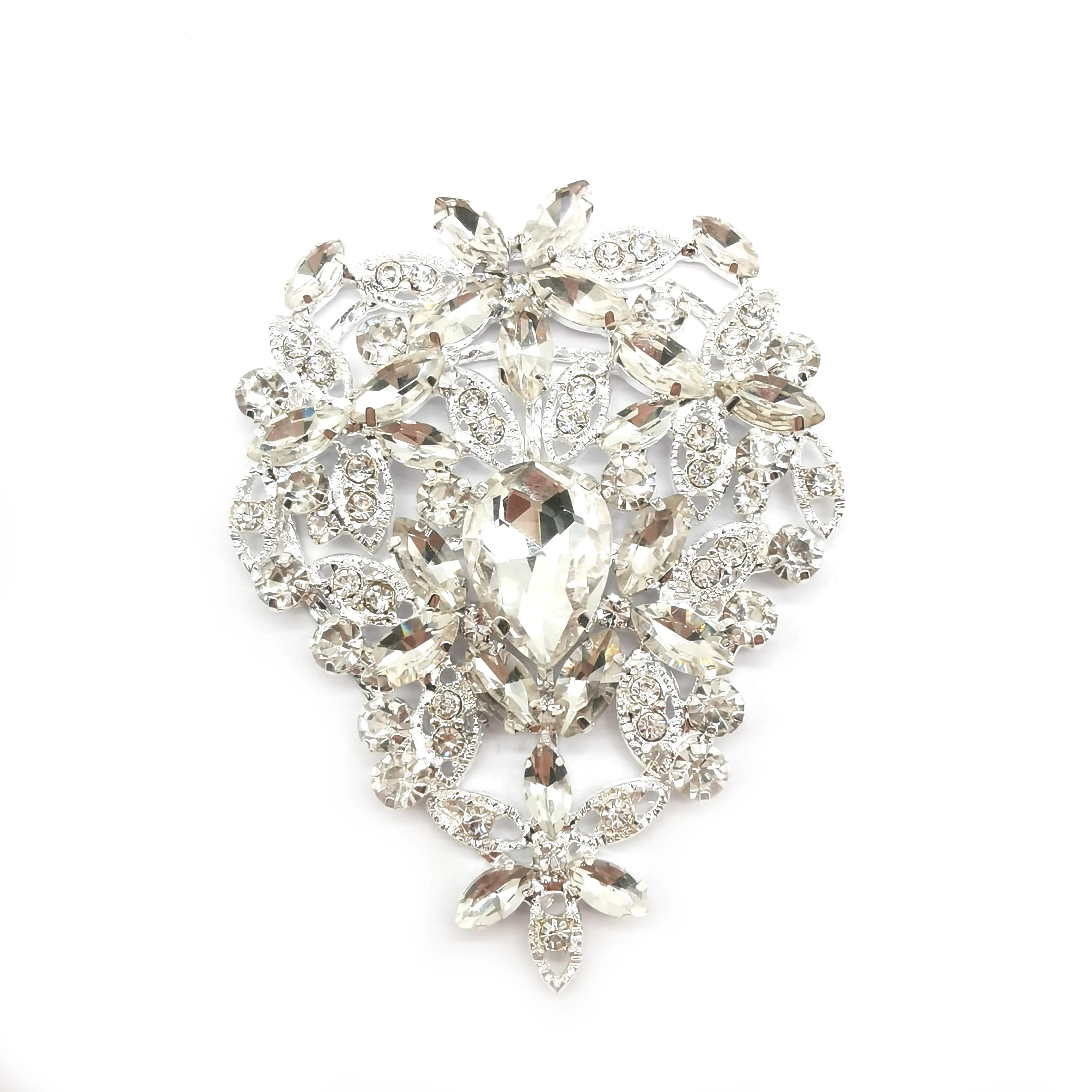Sparkly Crystal Rhinestone Brooch Flat Back Rhinestone Applique for Bridal Wedding Invitation Card Gift