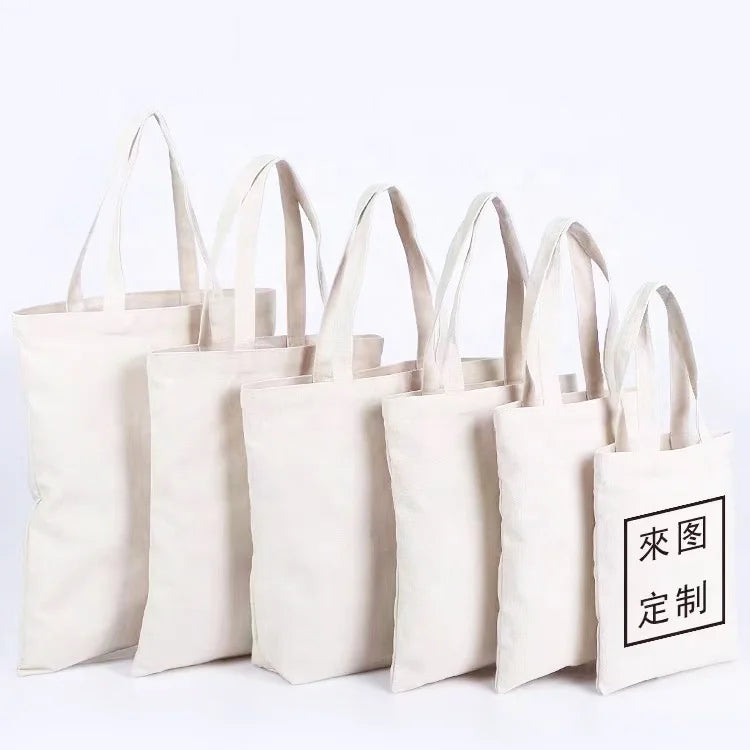 Can Print Custom Logo Blank Fashion Promotional Screen Printed Casual Shopping Cotton Canvas Tote Bag