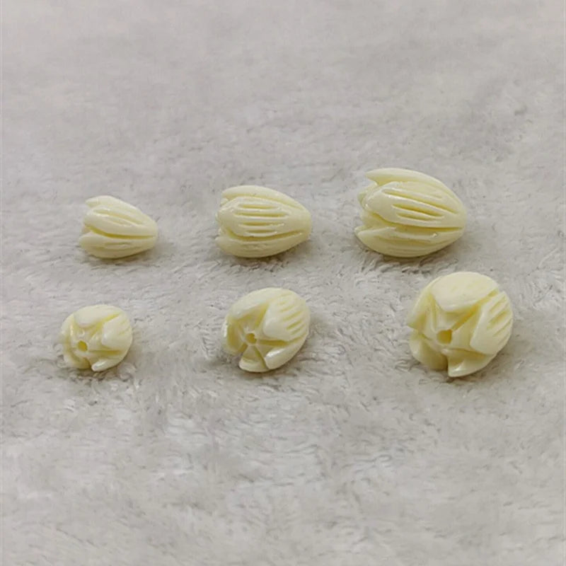 Resin Pikake Jasmine Flower Bead Ivory for Hawaiian Vintage Jewelry
