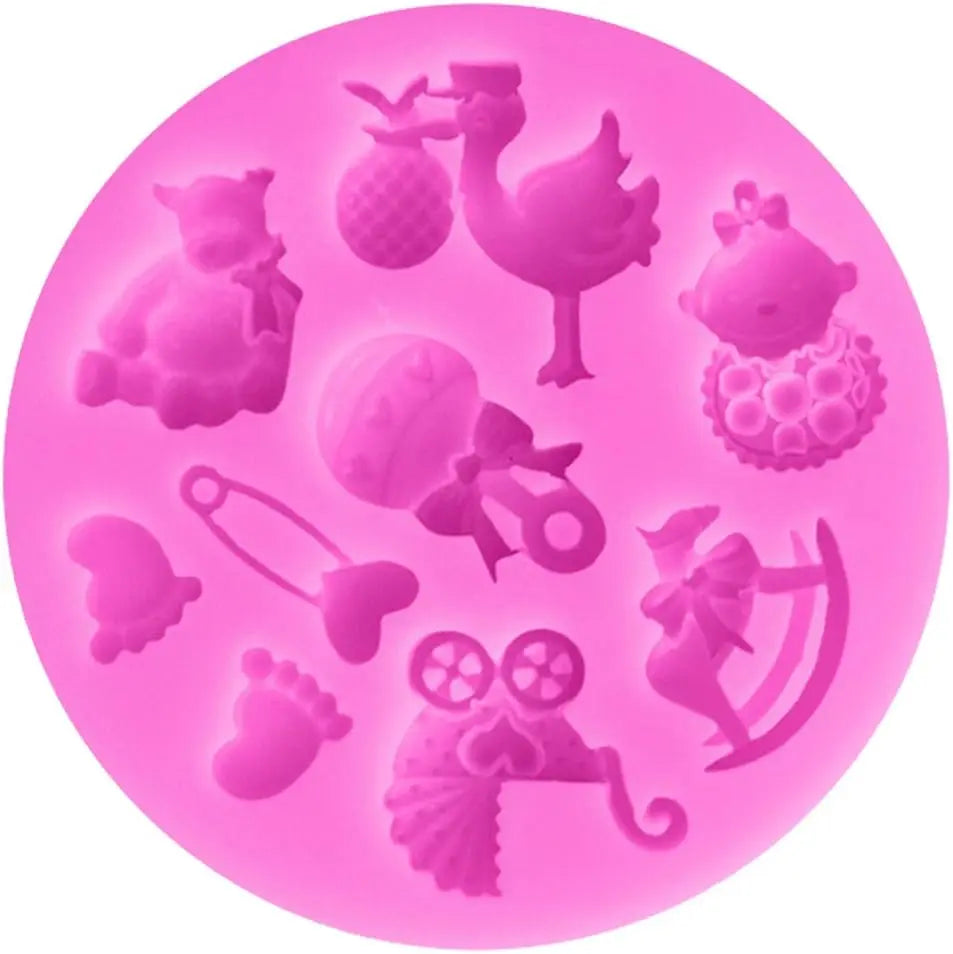Lovely Baby Shower Theme 3D Silicone Fondant Mold for Cake Decorating Silicone Mold Fondant Cake Sugar Craft Moulds Tools