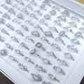 Silver Simple Micro-encrusted Zircon Rings for Women Ladies Finger Ring Korean Popular Gem Rhinestone Rings Jewelry Mixed Batch