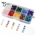 Small Bridge JZ007 10 Grids Bicone Glass Beads Box Set Jewelry Making DIY Accessories Woman Faceted Loose Spacer Kit Mixed Color