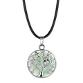 Sterling Silver Owl Tree of Life Gemstone Pendant Necklace with 18 Inch Chain Round Stones Pendant for Women and Men