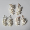 SLBRIDAL Handmade Rhinestones Crystals Pearl Ceram Flower Bridal Dangle Earring Wedding Chandelier Earring Fashion Women Jewelry
