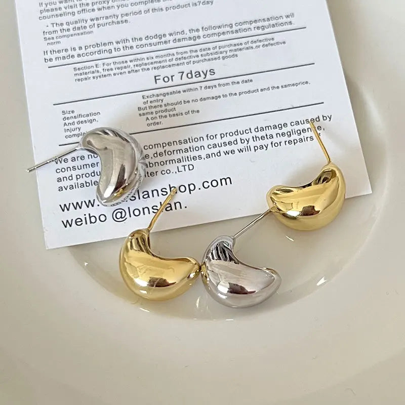 Fine High-end 925 Silver C Half Round Hoop Earrings for Women 18K Gold Plated 925 Sterling Silver Stud Earrings Fashion Jewelry