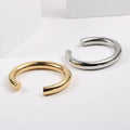 Wholesale Custom Logo Polished Jewelry Women 18K Gold Plated Stainless Steel C Shaped Open Bracelets Bangle