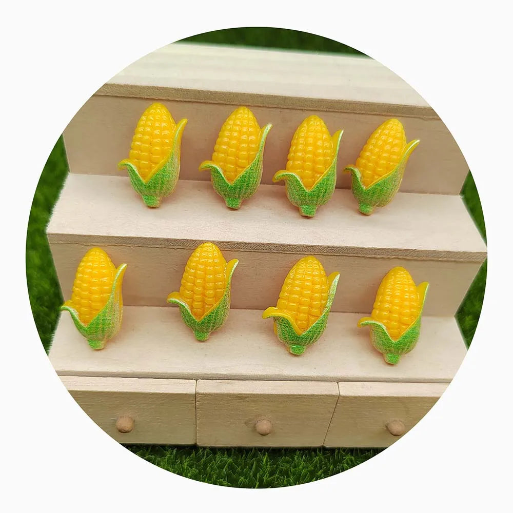 100pcs Resin Corn Pumpkin Flat Back Vegetables Cabochon Art Decoration Charm Craft DIY Hair Bow Center Slime Charm