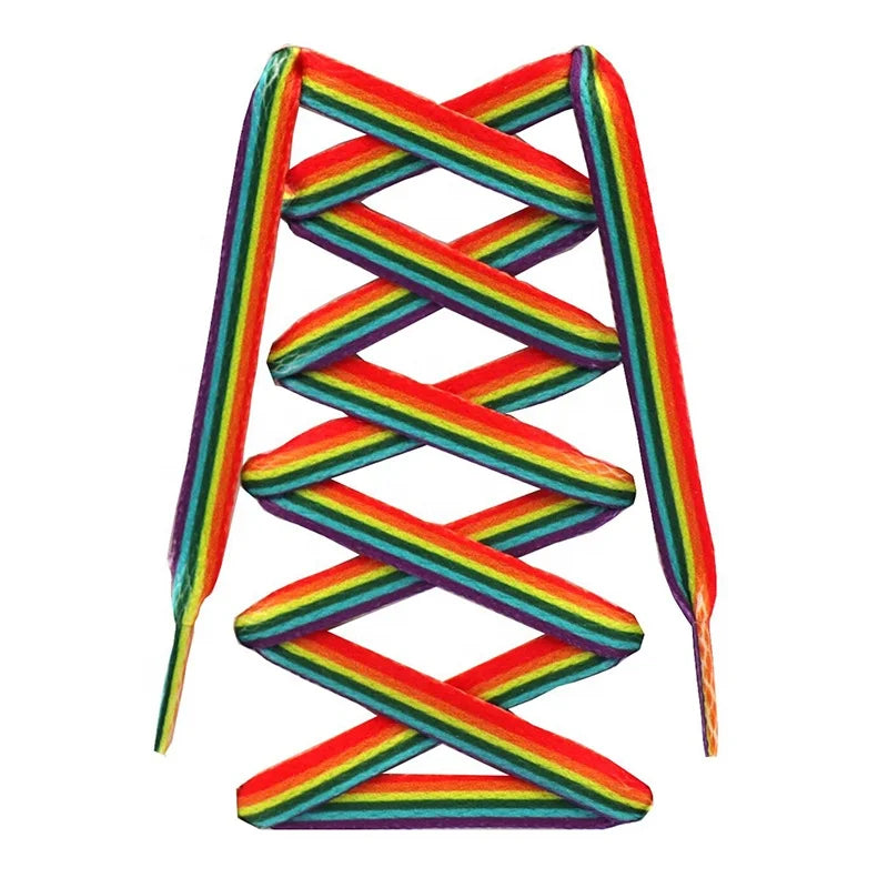 Custom Packaging Sublimaze Printed Logo Rainbow Shoelaces Flat Laces String Shoe Strings Wholesale Promotional Business Gifts