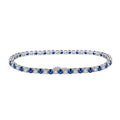 SB137 RINNTIN Clear&Sapphire Cubic Zirconia Bracelet for Women Girl Fashional 925 Sterling Silver 3mm CZ Tennis Bracelet