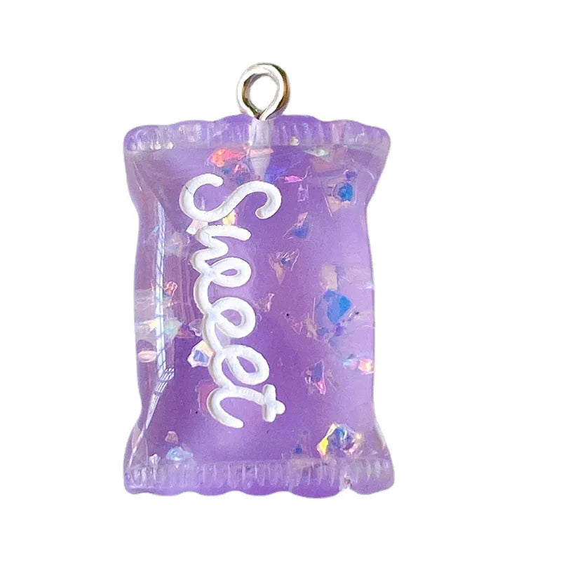 Sweet Sugar Candy Resin Charms Letter Earring Findings Cute Keychain Earphone Cover Pendant Adornment Jewelry Accessory